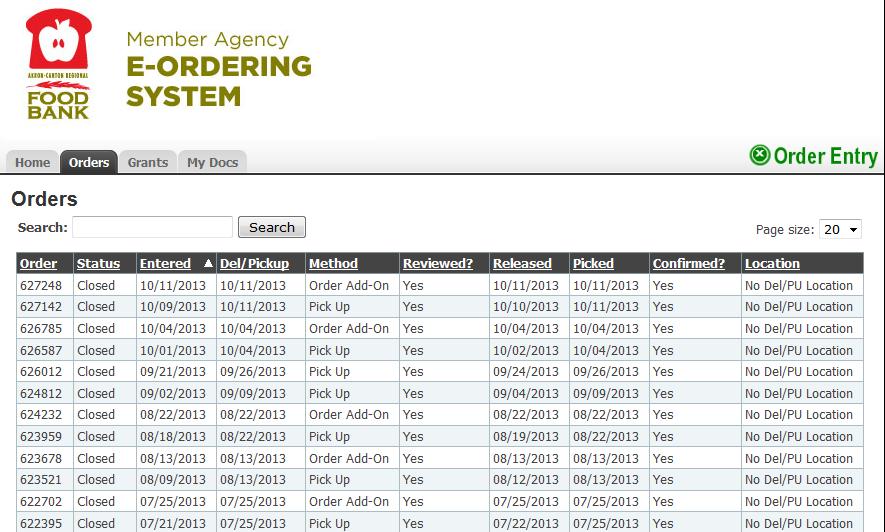 Orders Tab By clicking on the Orders tab (circled in red below), you open a list of all of the orders placed by your agency and their current status.