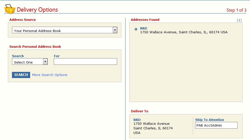 Checkout (Delivery Options) Workflows Personal Address Book This section covers using the Your Personal Address Book address source option during checkout to select the shipping address for an order.