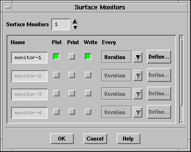 3. Define a surface monitor. Solve Monitors Surface... (a) Increase the number of Surface Monitors to 1.