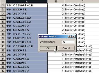 When creating an Excel file, make sure to adjust the part numbers column