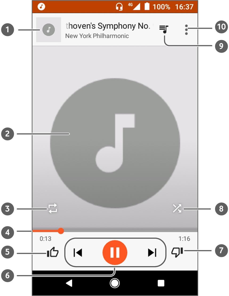 You can also play audio files you ve copied directly to your phone from a computer. The availability of Google Music is dependent on your region.