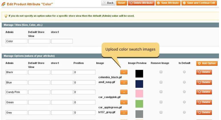 2.1.5 Upload Color Swatch Images Admin can upload color swatch images for the product to get displayed on front-end.