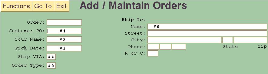 TO PLACE A SPECIAL HANDLING ORDER: WIN NET SYSTEMS OPERATIONS MANUAL Click Functions and New Order. An empty screen like above will be shown. Fill in the following fields: 1.