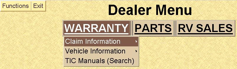 SECTION C: WARRANTY WIN NET TO ACCESS THE DEALER WARRANTY MENU: Click on Warranty Tab. GENERAL RULES FOR ALL WARRANTY MENU FUNCTIONS: You may only access claims for your own dealer number.