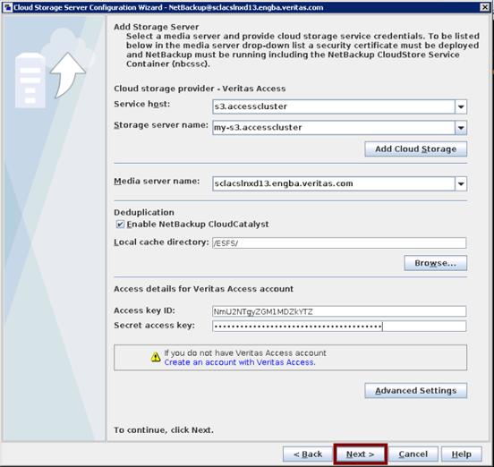 Configuring Veritas Access as a cloud storage server with NetBackup CloudCatalyst