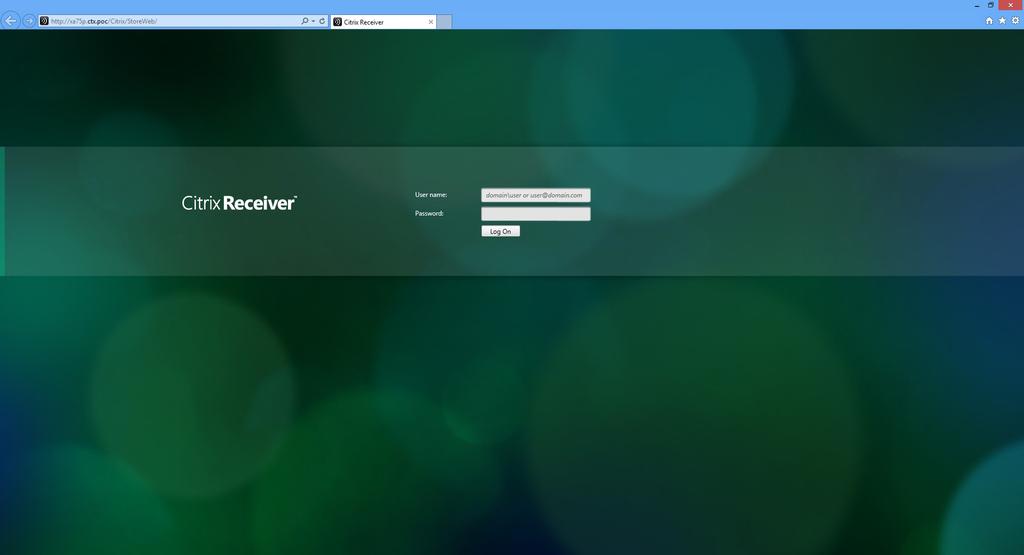 Configuring Service Access Settings Logon Screen Example: XenDesktop 5.