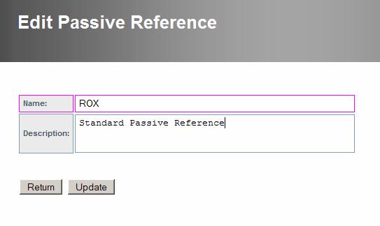 13.4 Passive Reference A passive reference entry consists of