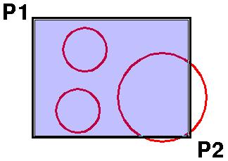 WINDOW: Crossing and Window Crossing: Place your cursor in the area up and to the right of the objects that you wish to select (P1) and press the left mouse button.