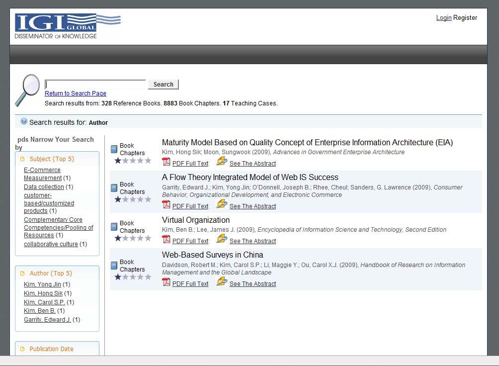 Figure 10: Advanced Search Results 2. Multiple results return in the search results window. 3. Hover the mouse, without clicking, over See Abstract and the article s abstract will appear for viewing.
