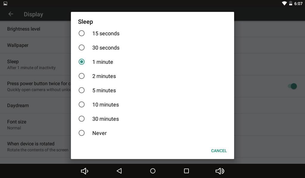 Screen standby Screen standby: You can set the time for the screen standby function to occur. After it starts it will lock the screen the screen saver appears.