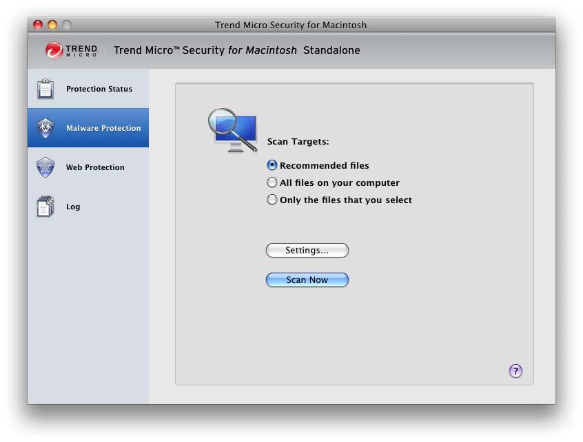 Configuring Trend Micro Security for Macintosh Protection Features FIGURE 4-4 Manual Scan screen 2.