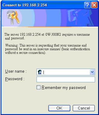 entering the default IP Address, http://192.