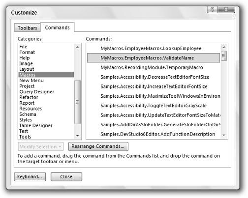 Part I: Getting Started Figure 1-41: The Customize dialog box s Commands tab lets you add commands to toolbars and menus. To create a new menu, select the New Menu item in the list on the left.
