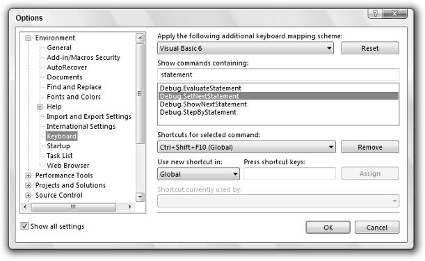 This dialog box contains a huge number of pages of options that configure the Visual Studio IDE.