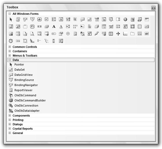 Part I: Getting Started You can customize the Toolbox by right-clicking a tab and selecting one of the commands in the context menu.