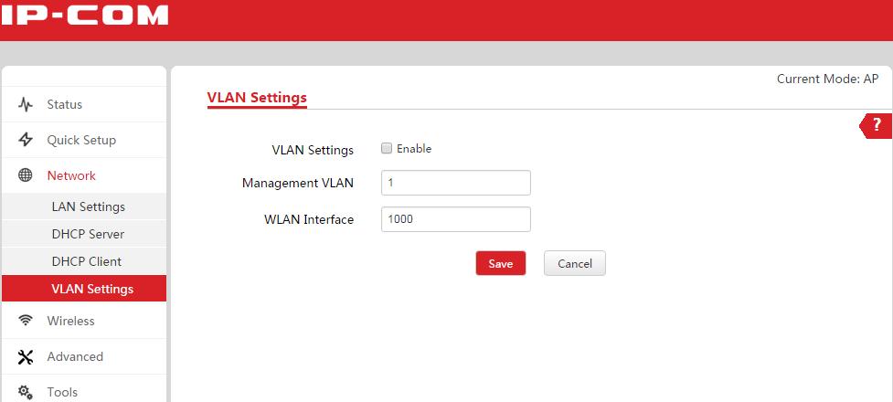 4.3.4 VLAN Settings On this page, you can enable/disable and set up VLAN parameters. With this device and a switch with QVLAN function, you can effectively manage wireless network.
