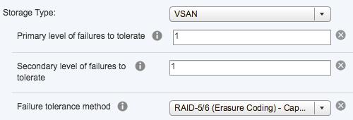 This is configured and managed through a storage policy in the vsphere Web Client. The figure below shows rules in a storage policy that is part of an all-flash stretched cluster configuration.