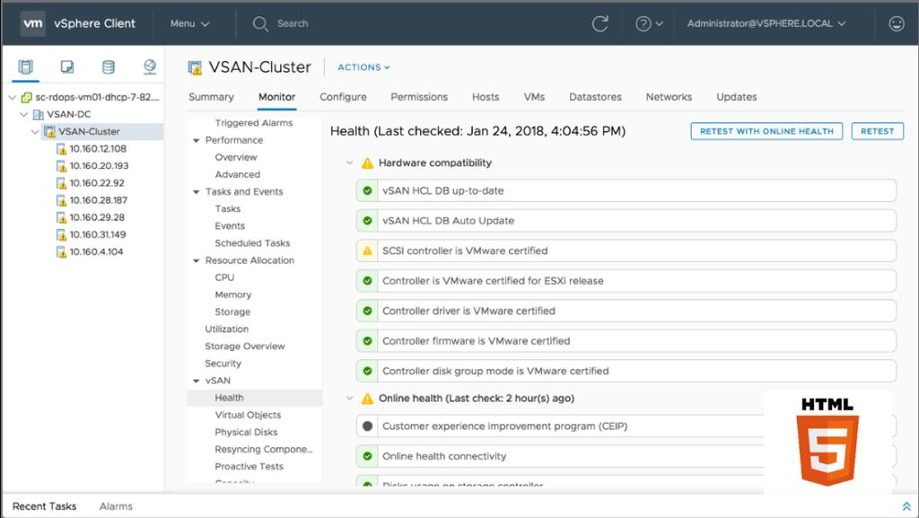 5.1 vsphere Client with the Clarity UI vsan 6.7 introduces support for the new HTML5 based vsphere Client that is based on the Clarity framework seen in other VMware solutions.