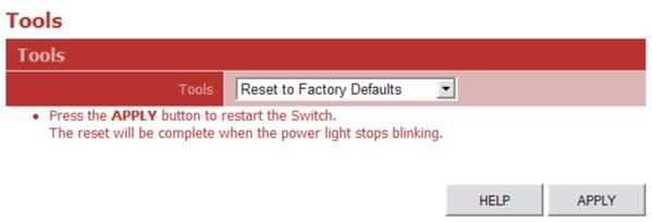 Figure 3-7 Password Settings Tools On the Tools page, you can restore the switch to default settings, upgrade the firmware of the switch, or restart the switch.