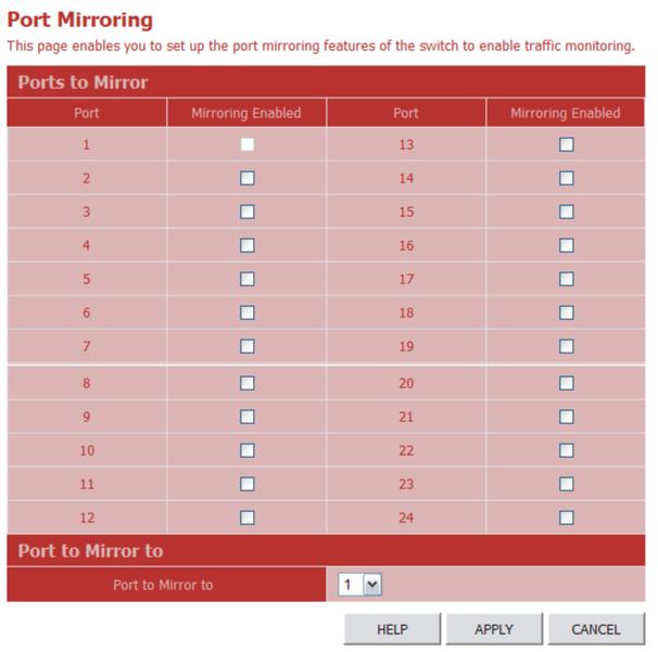 3 Configuring the Switch Port Mirroring You can mirror traffic from any source port to a target port for real-time analysis.