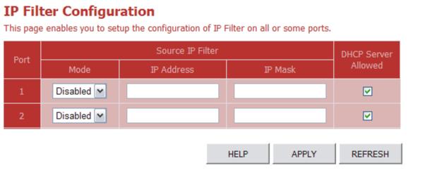 3 Configuring the Switch Mode - Select the IP filter mode for this port. Disabled - Disable the source IP filter.