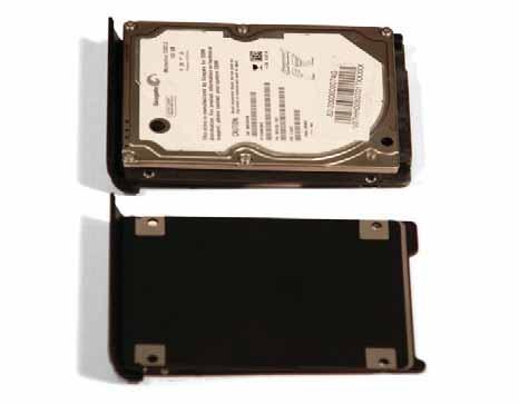 Turn the drive mount over as shown and align the HDD with the moun ng holes for the