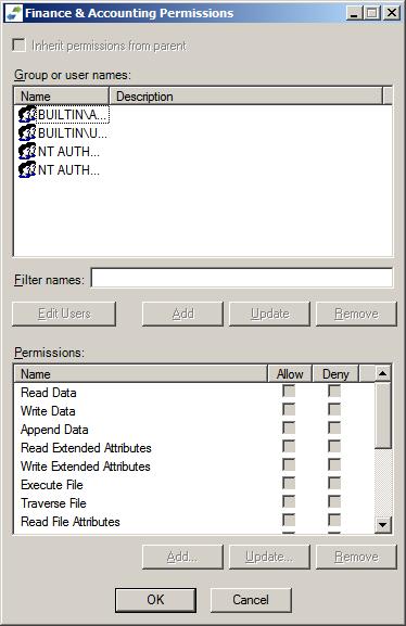 Figure 37: View Permissions Window Edit Roles Editing roles allows you to add, remove, or
