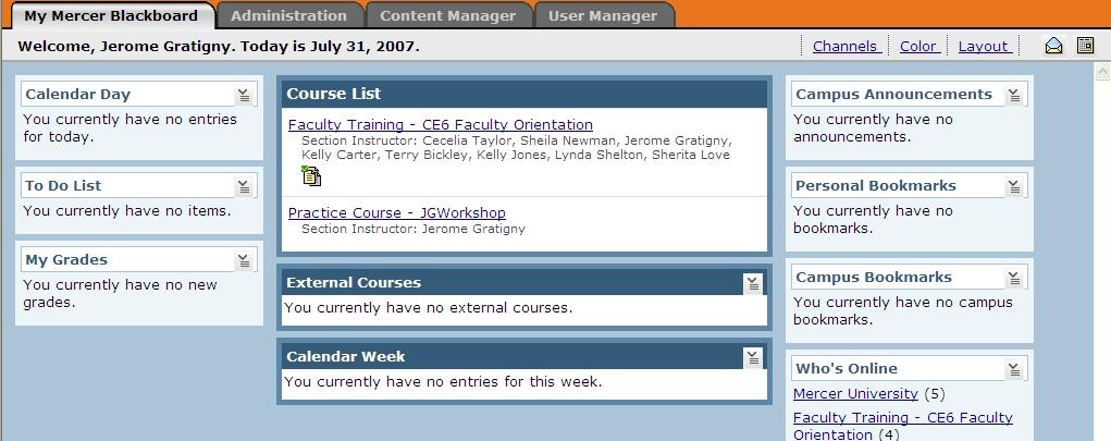 Mail Mail provides faculty and students a way to communicate within the Blackboard CE6 environment. You will need to be logged in to your course to read, send and receive mail.
