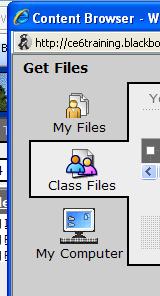 Class Files: an area on Blackboard where you store files for the course section you re logged in to. Other instructors and designers for the course section can access these files.
