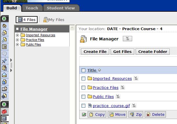 My Files (on Blackboard, private to you alone) Class Files (on Blackboard, available to course instructors and designers) My Computer (on your local The File Manager interface The File