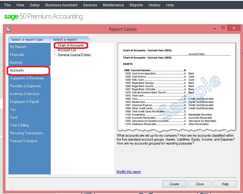 In the Accounts Dialogue Box SSC Facility Engagement 3. In the left hand navigation menu, select Company, and CLICK on the icon Chart of Accounts. 4.