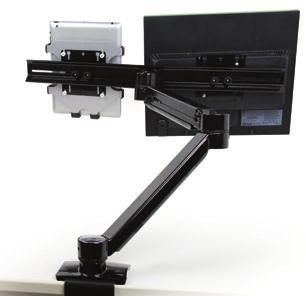 Counterbalanced spring technology supports two monitors for a 2 to 20 lbs combined load Provides 26" of reach with 13" of usable height