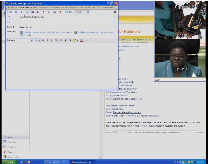User's face of confusion as she notices that UWI's website has changed (carrying out