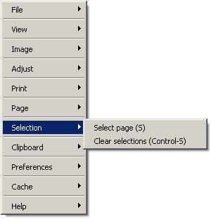 Select menu The select menu provides select page for selecting the