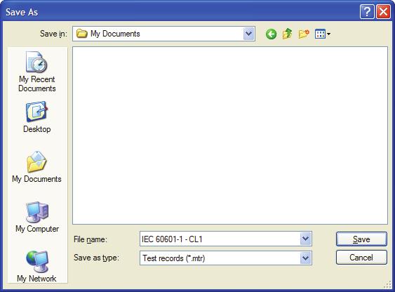 To save a test record or template: 1. Click File Save on the main menu or click in the toolbar.