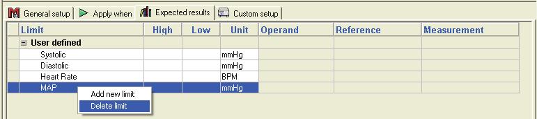 ProSim 6/8 Tests How to Create an Autosequence with Steps 3 Figure 3-35. Delete Result Value gjp026.bmp To set the expected results: 1. Click in the High column of a limit row. 2.
