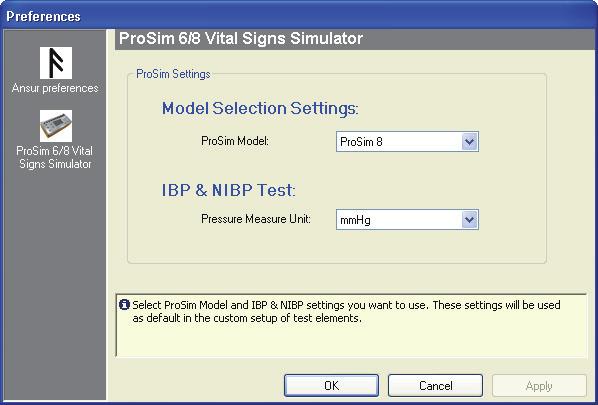 Ansur ProSim 6/8 Users Manual Figure 4-20. ProSim Preferences Window gjp063.bmp To change the model preference, click the down arrow at the right end of the ProSim Model combo box.