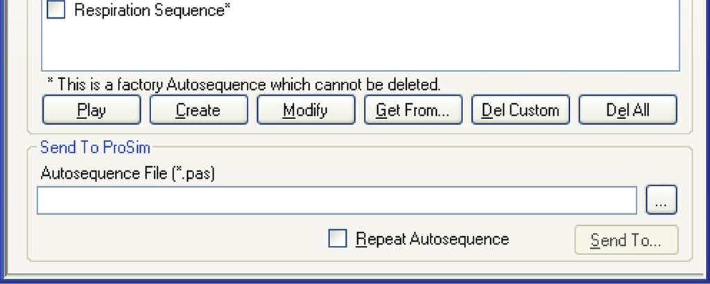 The first ten autosequences are pre-defined and cannot be changed or deleted from the Simulator.