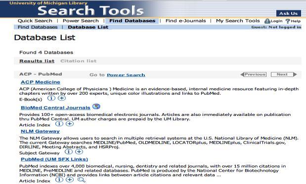 Pubmed (UM SFX Links) The University of Michigan s PubMed