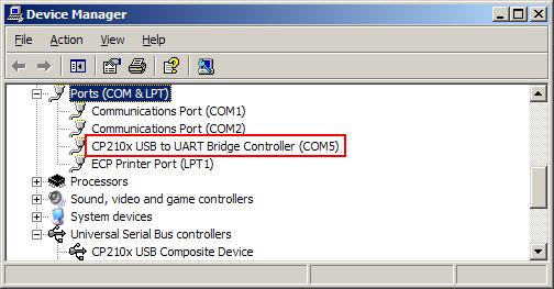 308 USB Virtual COM User Guide 3) In the [Device