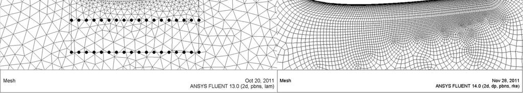 A grid of 5 rows of 18 control points is superimposed over the mesh to facilitate the mesh