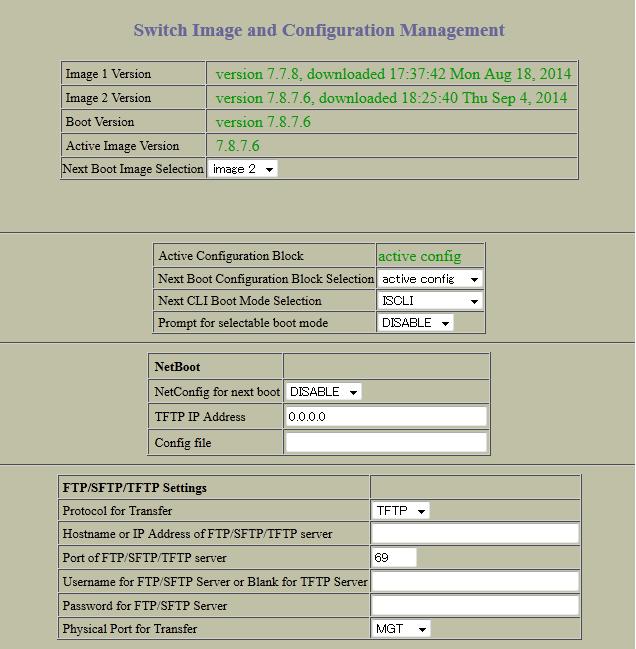 The Switch Image and Configuration Management page appears. 3.
