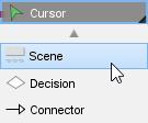 1. To create the first scene of a wireflow, select Scene from the diagram