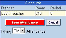 Click on the Take Attendance by Chart icon. Figure 5.4 Seating Chart View, Class Info 2. A Reason Types Legend appears under the Class Info area.