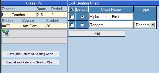 TEACHERVUE User Guide Chapter Two 6. To save the changes, click the Save and Return to Seating Chart button. To cancel the changes, click the Cancel and Return to Seating Chart button. Figure 2.