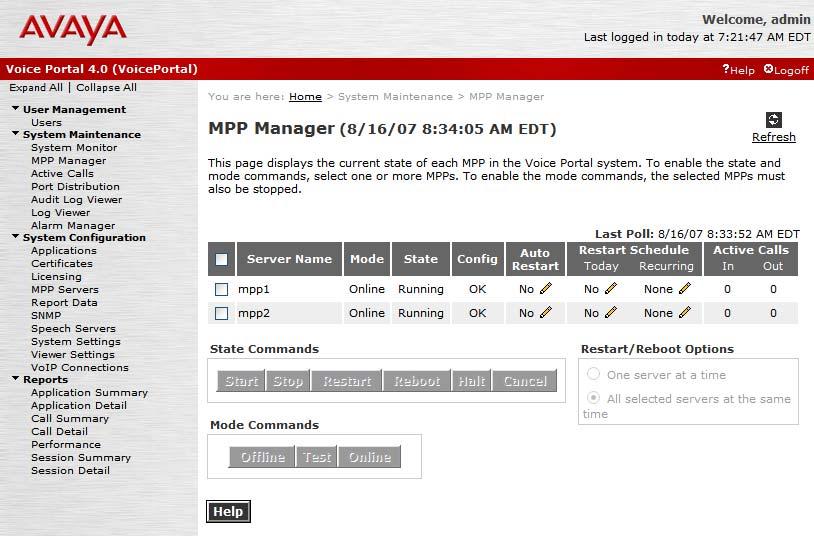 Start the MPP Servers. Start the MPP servers from the MPP Manager page shown in Figure 10.