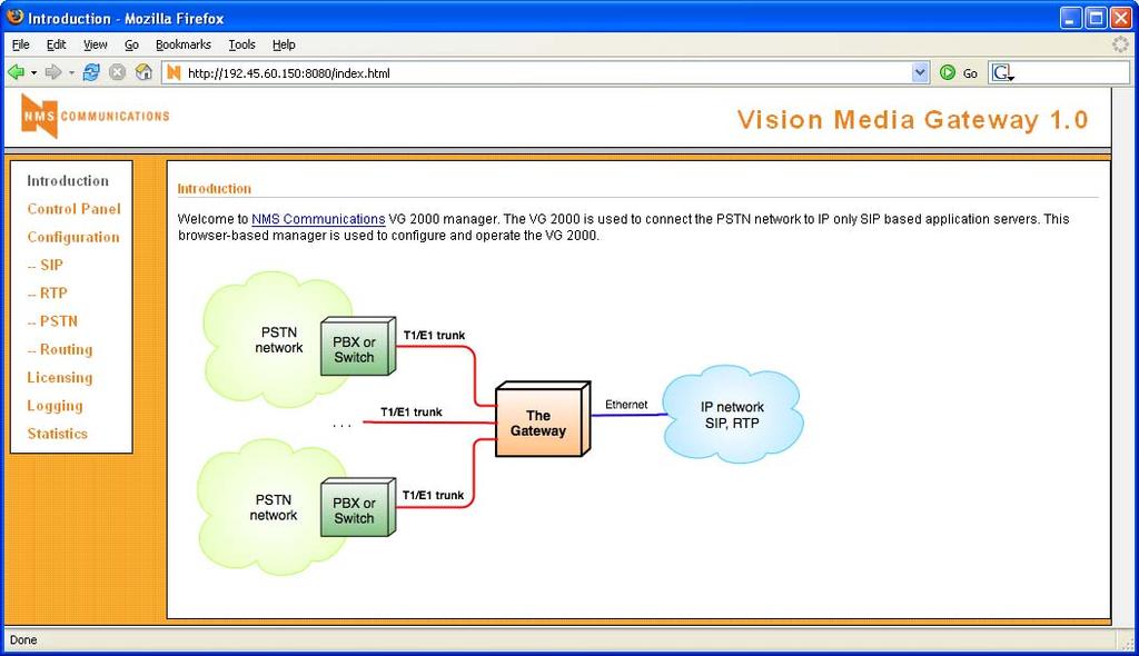 5. Configure NMS Communications Vision Media Gateway This section provides the procedures for configuring the Vision Media Gateway (VG2000).