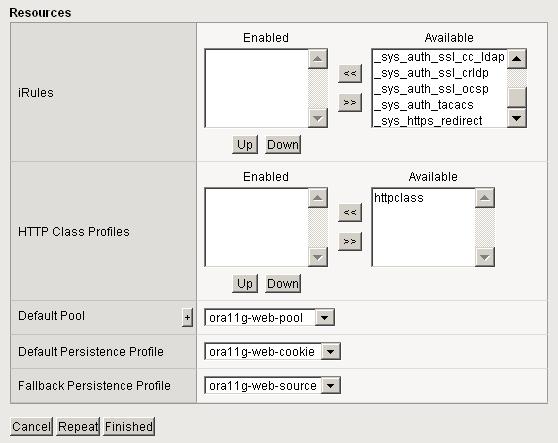 Deploying the BIG-IP APM 10.2.1 with Oracle Access Manager 10. From the Default Persistence Profile list, select the profile you created in Creating the Cookie Persistence profile, on page 7.