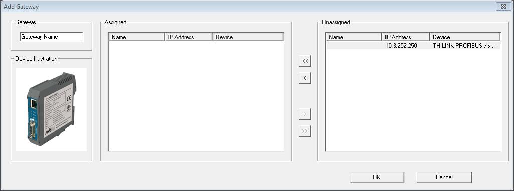 Application Note a116110 Setup 19 Click Add in the Configured Hardware area to open the Add Gateway dialog.