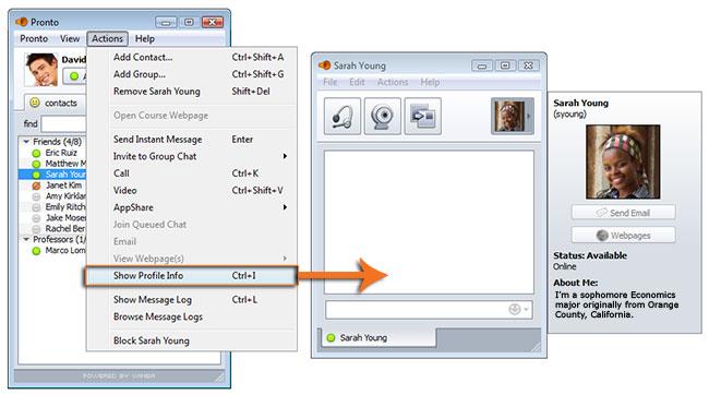 Viewing a User's Profile Any Wimba Pronto user can create a Profile to share with friends, classmates, and instructors.